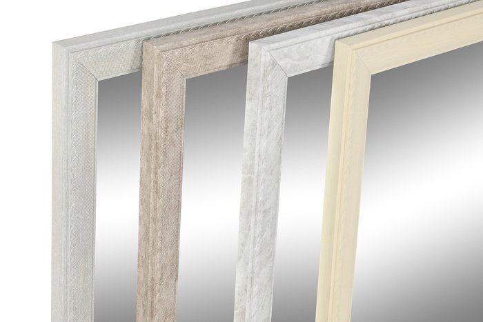 DKD Home Decor Espejo Tradicional Blanco Beige 56 x 2 x 76 cm (4 Unidades) Cristal y PS