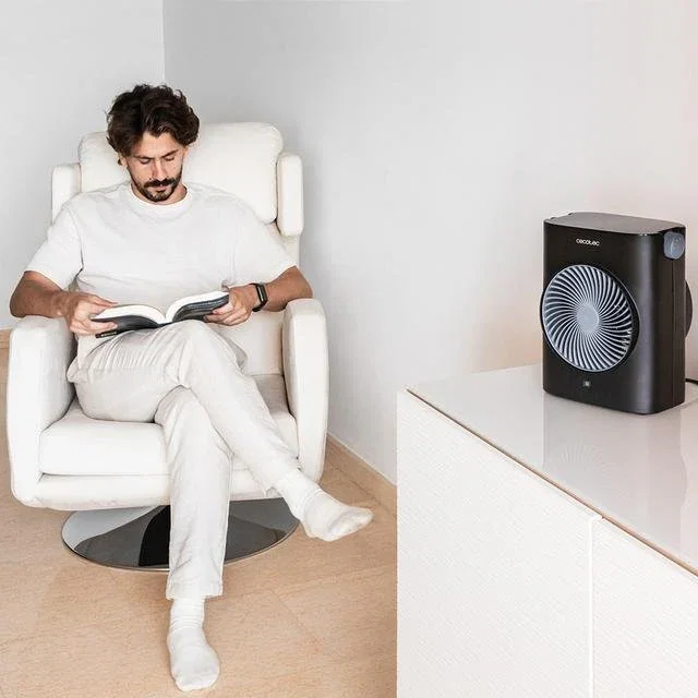 Cecotec Termoventilador Eléctrico 2000W 08254 Negro Interior 20m² con Termostato, 2 Niveles de Potencia y Asa Portátil