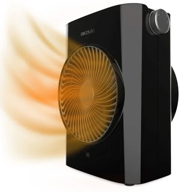 Cecotec Termoventilador Eléctrico 2000W 08254 Negro Interior 20m² con Termostato, 2 Niveles de Potencia y Asa Portátil