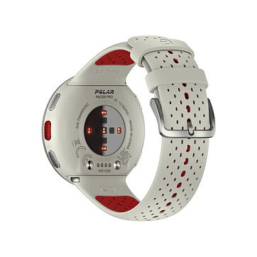 Polar Pacer Pro Reloj Deportivo GPS Blanco Rojo, Pantalla MIP 1.2", 45 mm, Resistente al Agua 50 m, Monitor de Frecuencia Cardíaca, 7 Días Batería, Unisex