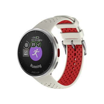 Polar Pacer Pro Reloj Deportivo GPS Blanco Rojo, Pantalla MIP 1.2", 45 mm, Resistente al Agua 50 m, Monitor de Frecuencia Cardíaca, 7 Días Batería, Unisex