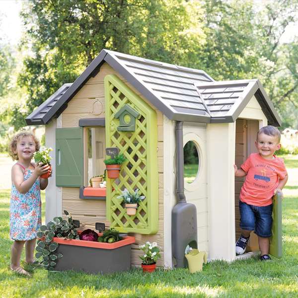 Smoby Casa de Jardín para Niños, 135 x 128.5 cm, Edad 2+ Años, Incluye 21 Accesorios, Color Plástico, Idioma Cingalés