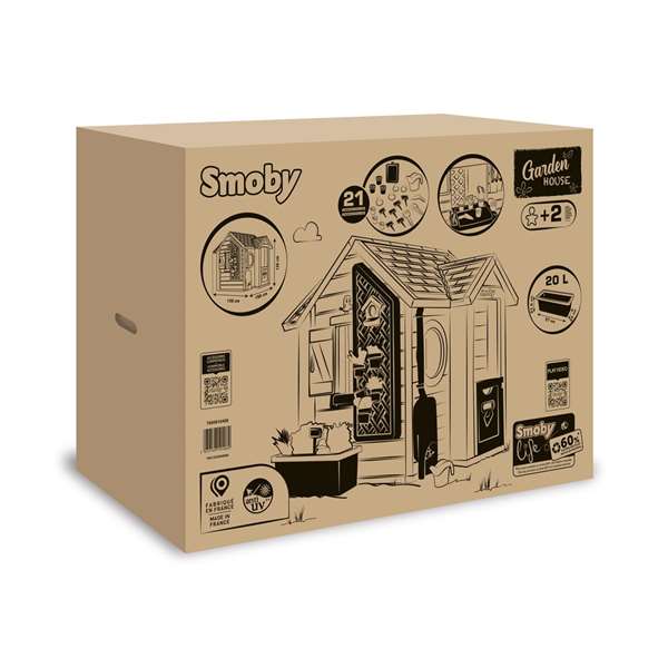 Smoby Casa de Jardín para Niños, 135 x 128.5 cm, Edad 2+ Años, Incluye 21 Accesorios, Color Plástico, Idioma Cingalés