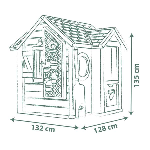 Smoby Casa de Jardín para Niños, 135 x 128.5 cm, Edad 2+ Años, Incluye 21 Accesorios, Color Plástico, Idioma Cingalés