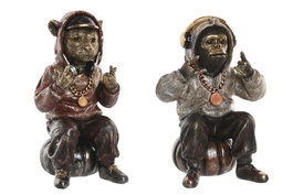 DKD Home Decor Set de 2 Figuras de Resina Dorado y Marrón