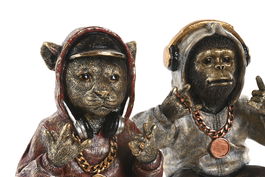 DKD Home Decor Figura Dorado Marron Resina 16.5 x 26.5 x 18.5 cm (2 Unidades)