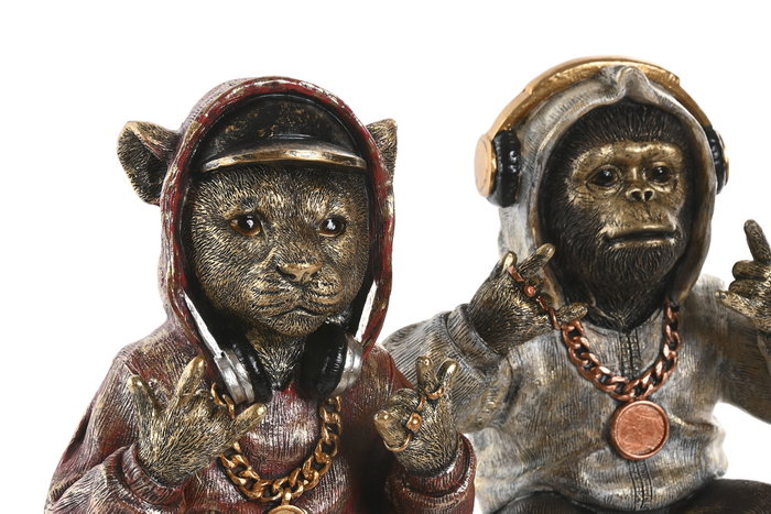 DKD Home Decor Set de 2 Figuras de Resina Dorado y Marrón