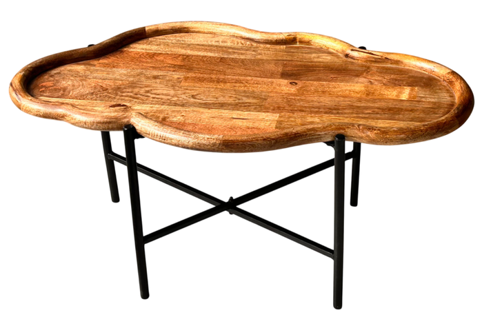 DKD Home Decor Mesita Auxiliar Nube Mango y Hierro 88x49x42
