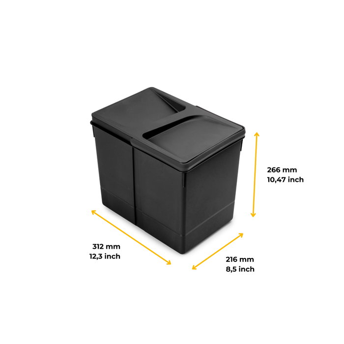 Emuca Contenedor de reciclaje Recycle 15 litros Negro