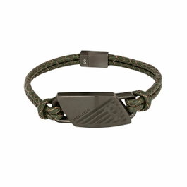 Police PJ26559BLU.03 Pulsera para Hombre con Correa de Cuero Verde