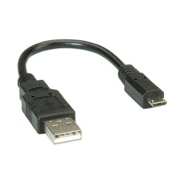 ROLINE Cable USB 2.0 de USB A a Micro-USB B, Negro, 0,15 m