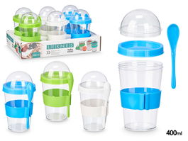 LEKNES Vaso Cuchara con Tapa 400 ml Surtidos Colores 9x16x9 cm Plástico (Set de 24)