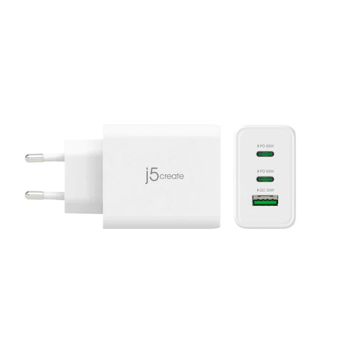 J5create Cargador USB-C GaN de 65W JUP3365E-EN con 3 puertos