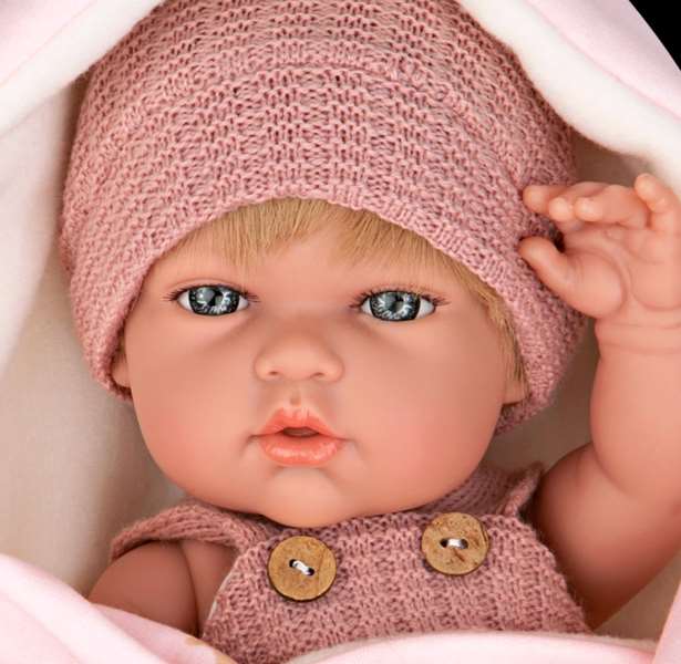 Muñecas Arias Elegance Muñeca de Vinilo de 30 cm Niña Rosa con Portabebés | Incluye Caja e Instrucciones en Español