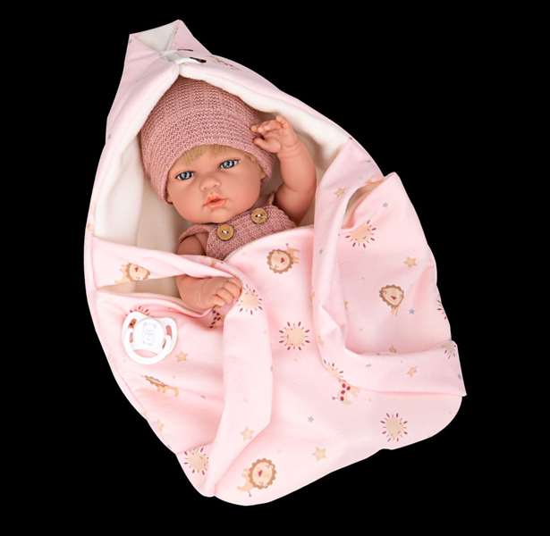 Muñecas Arias Elegance Muñeca de Vinilo de 30 cm Niña Rosa con Portabebés | Incluye Caja e Instrucciones en Español