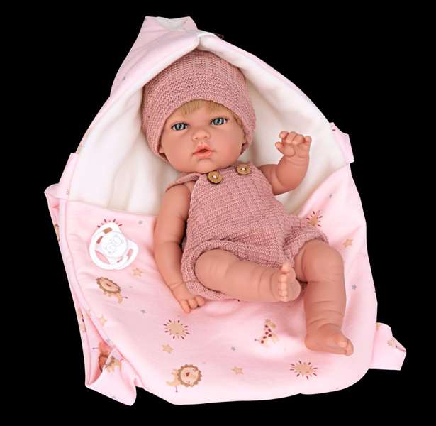 Muñecas Arias Elegance Muñeca de Vinilo de 30 cm Niña Rosa con Portabebés | Incluye Caja e Instrucciones en Español