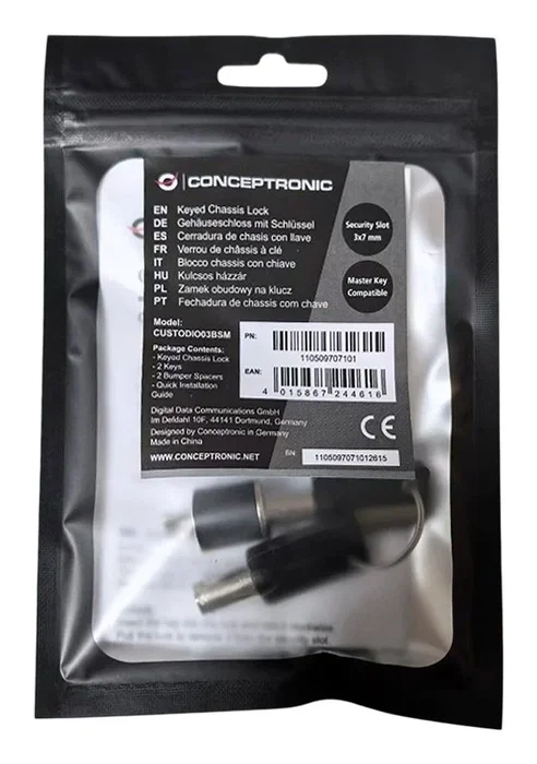 Conceptronic CUSTODIO03BSM Candado para Chasis con Llave Maestra