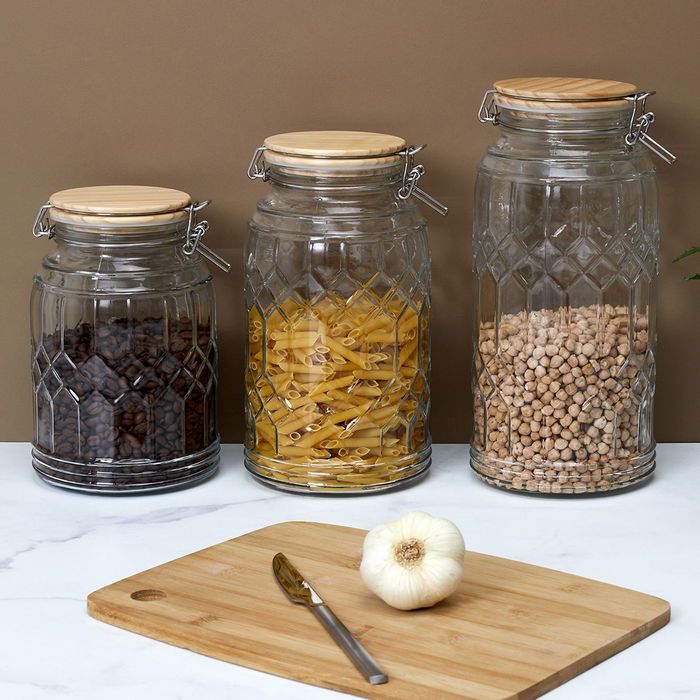 Cook Concept Bote Conserva 2,3 L con Tapa de Madera y Cierre Mecánico