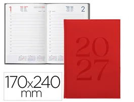 Liderpapel Agenda de oficina 2027 encuadernada día página rojo