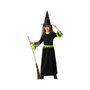 Disfraz Infantil de Bruja con Traje Largo Verde y Sombrero