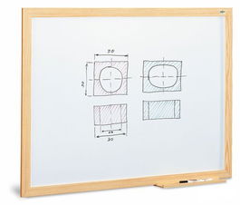 Pizarra Blanca Faibo Estratificada Marco Fibra 100X200 Cm Con Cajetin De 40 Cm
