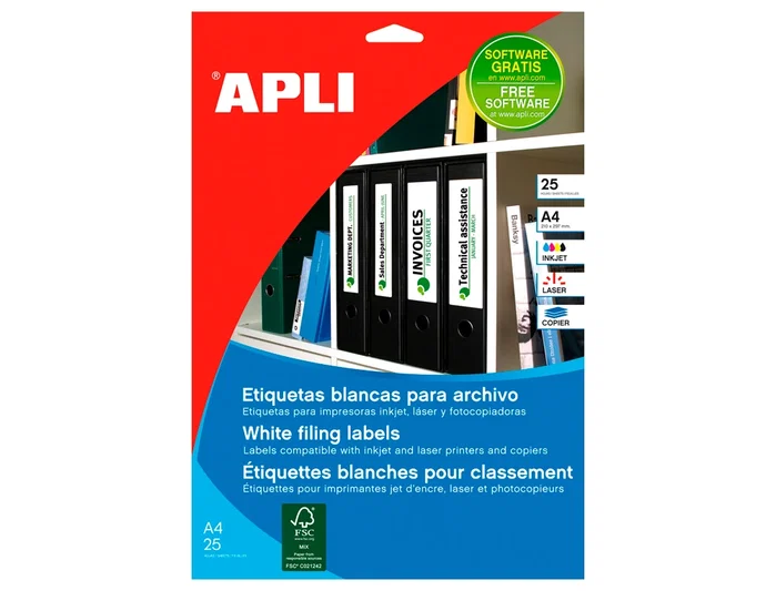 Apli Etiquetas para Archivo 190x61mm Blancas