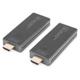 Digitus 4K Wireless Video Extender Set HDMI -> HDMI 30m, 3840 x 2160, 30Hz, HDCP 2.2, USB, Negro, Plata