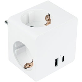 Kabelmeister Cubo de enchufes con 3 tomas de corriente, USB-C (20W, PD 3.0) y USB-A (18W), blanco