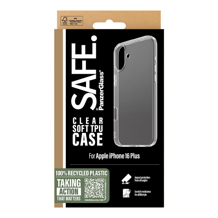 PanzerGlass SAFE. TPU Case Transparente para iPhone 16 Plus