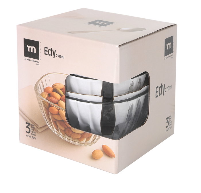 La Mediterranea Set de 3 Boles Edy 270 ml (12 Cajas)
