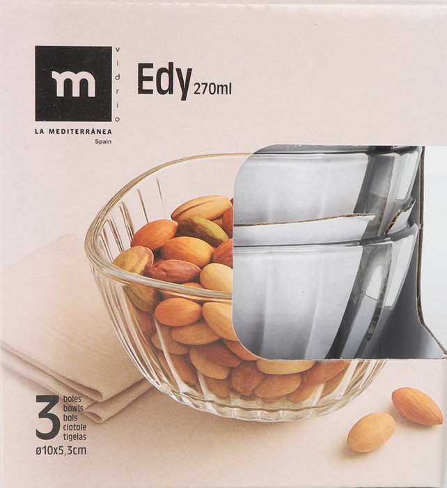 La Mediterranea Set de 3 Boles Edy 270 ml (12 Cajas)