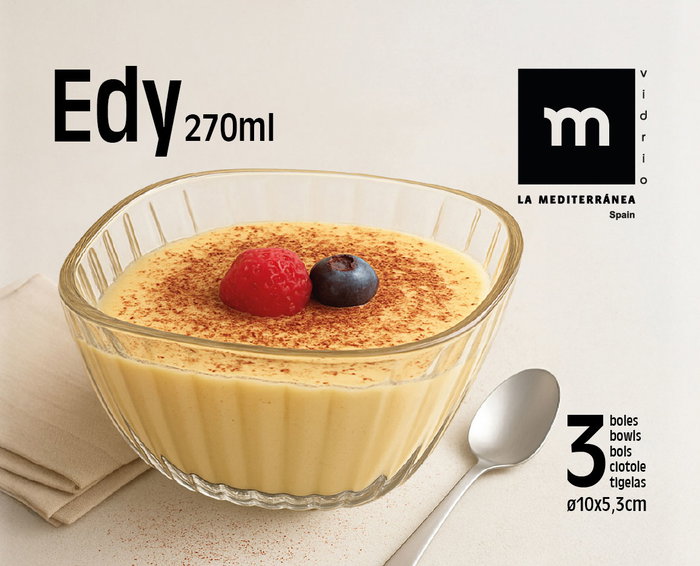 La Mediterranea Set de 3 Boles Edy 270 ml (12 Cajas)