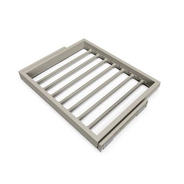 Emuca Kit de 7 varillas pantalonero y bastidor de guías Hack para armarios, cierre suave, regulable, módulo 600mm, Gris piedra