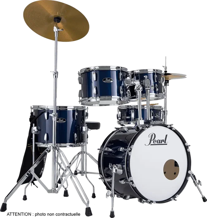 Pearl Kit Batería Roadshow 1812B/1007T/1208T/1410F + 1305Sherrajes, Sillín & 2 Platos Solar - Royal Blue Metallic Pearl