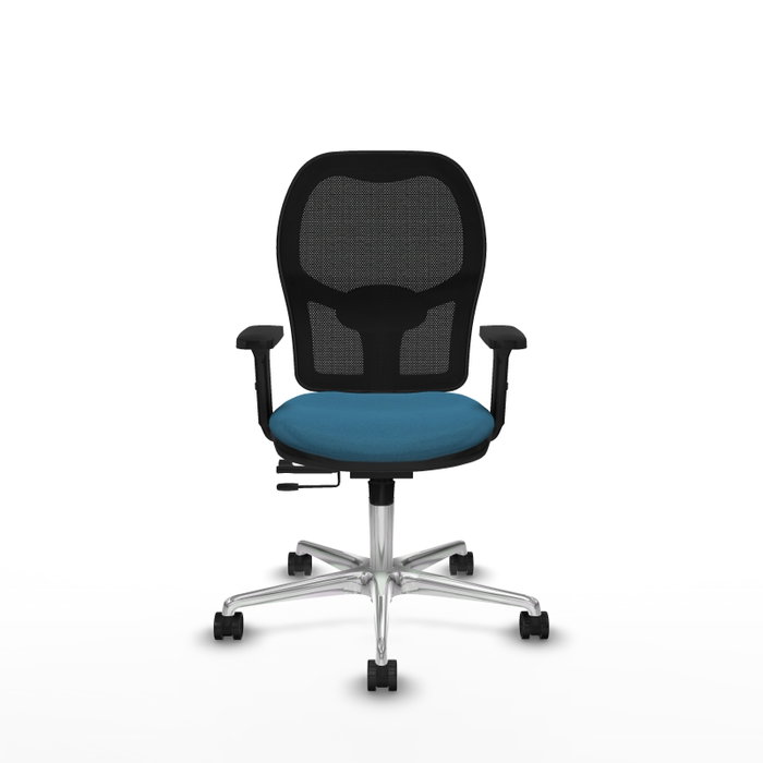 PIQUERAS Y CRESPO Silla de oficina Jorquera con mecanismo Sincro/Traslack, Verde petróleo y Negro