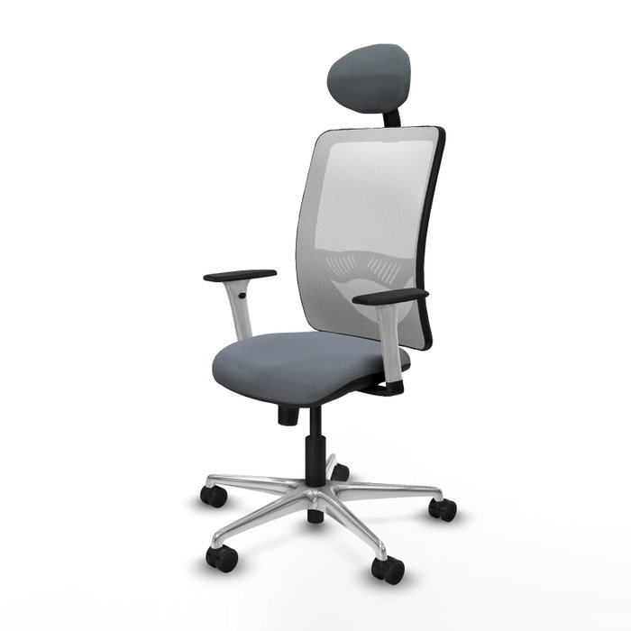 PIQUERAS Y CRESPO Silla de oficina Zulema con mecanismo Sincro, Gris y Blanco