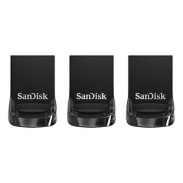 SanDisk Ultra Fit USB 3.1 32 GB - Unidad USB tipo A sin tapa, velocidad 130 MB/s, negro - Pack de 3
