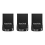 SanDisk Ultra Fit USB 3.1 32 GB - Unidad USB tipo A sin tapa, velocidad 130 MB/s, negro - Pack de 3