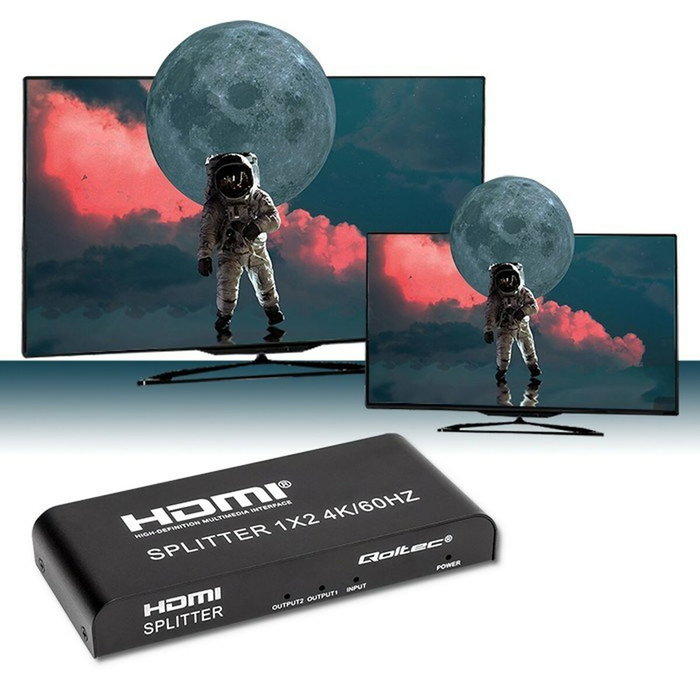 Qoltec 51797 divisor hdmi activo 2 x hdmi 4k x 2k 6gb/s 60hz