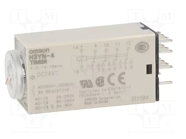 OMRON H3YN Relé de tiempo 24VDC 4PDT