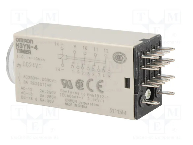 OMRON H3YN Relé de tiempo 24VDC 4PDT