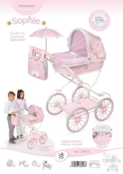 Decuevas Coche de Muñeca Plegable con Sombrilla y Bolso - para Muñecas de hasta 48 cm Decuevas Coche de Muñeca Plegable con Sombrilla y Bolso - para Muñecas de hasta 48 cm
