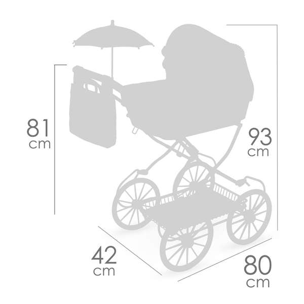 Decuevas Coche de Muñeca Plegable con Sombrilla y Bolso - para Muñecas de hasta 48 cm Decuevas Coche de Muñeca Plegable con Sombrilla y Bolso - para Muñecas de hasta 48 cm