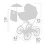 Decuevas Coche de Muñeca Plegable con Sombrilla y Bolso - para Muñecas de hasta 48 cm