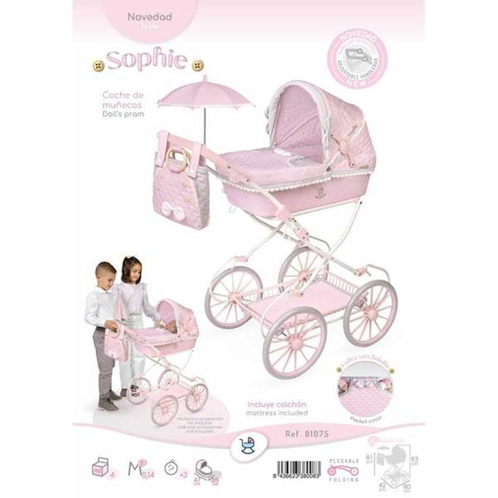 Decuevas Coche de muñeca Sophie plegable con sombrilla y bolso