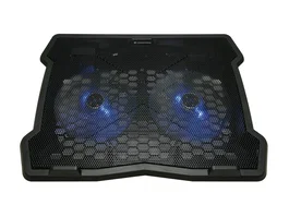 Conceptronic THANA06B Almohadilla de Refrigeración para Portátil con 2 Ventiladores USB 125mm, Luz LED Azul, Compatible hasta 15.6 Pulgadas