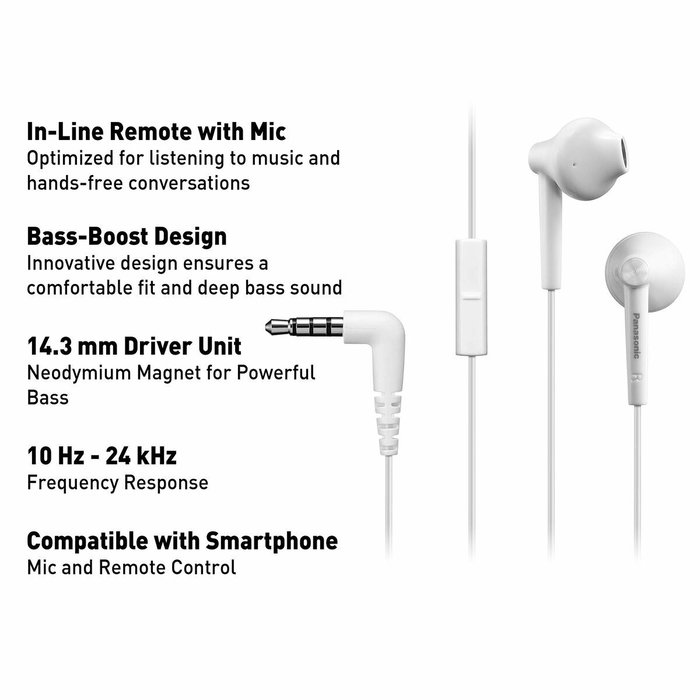 Panasonic RP-TCM55 Auriculares Intrauditivos con Micrófono - Blanco