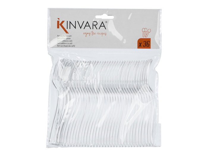 KINVARA Set 36 Tenedor Postre Plástico Transparente, Color Plata, 12.8x16x1.5 cm (Set de 48) KINVARA Set 36 Tenedor Postre Plástico Transparente, Color Plata, 12.8x16x1.5 cm (Set de 48)