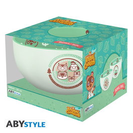 ABYstyle Bol/Bowl Oficial Animal Crossing 600 ml con Personajes, Licencia Nintendo, Cerámica Apto Microondas