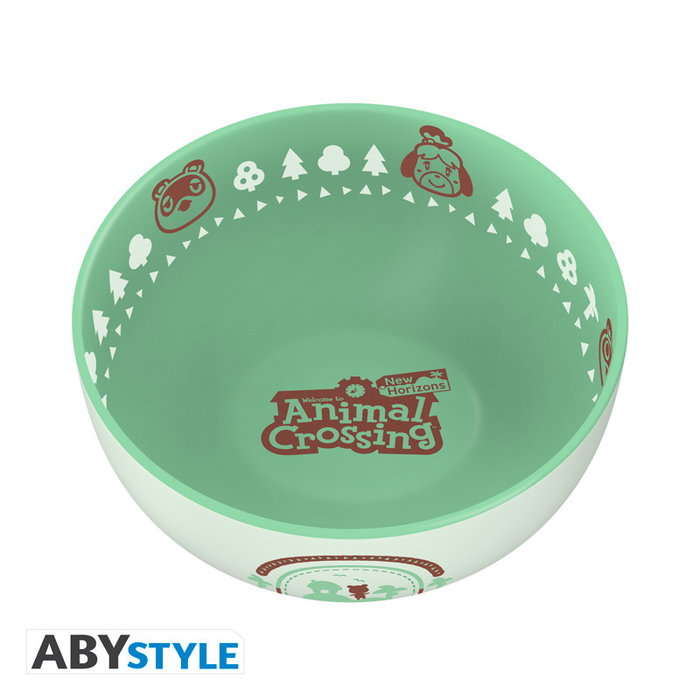 ABYstyle Bol/Bowl Oficial Animal Crossing 600 ml con Personajes, Licencia Nintendo, Cerámica Apto Microondas